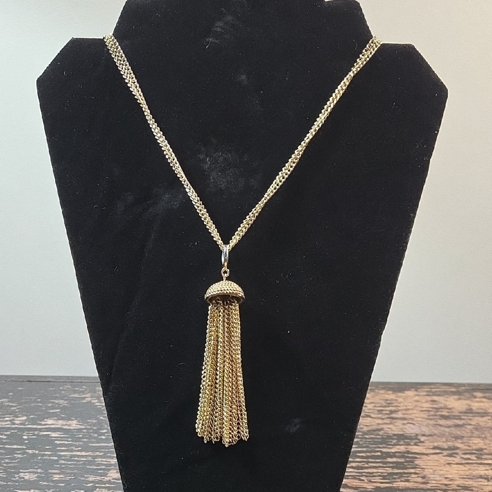 Gold Tone Tassel Multi-Strand Necklace‎